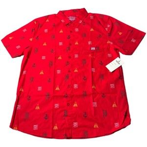 Parish Nation Red Casual All Over Print Button Down Shirt NWT Men’s Size 3XL